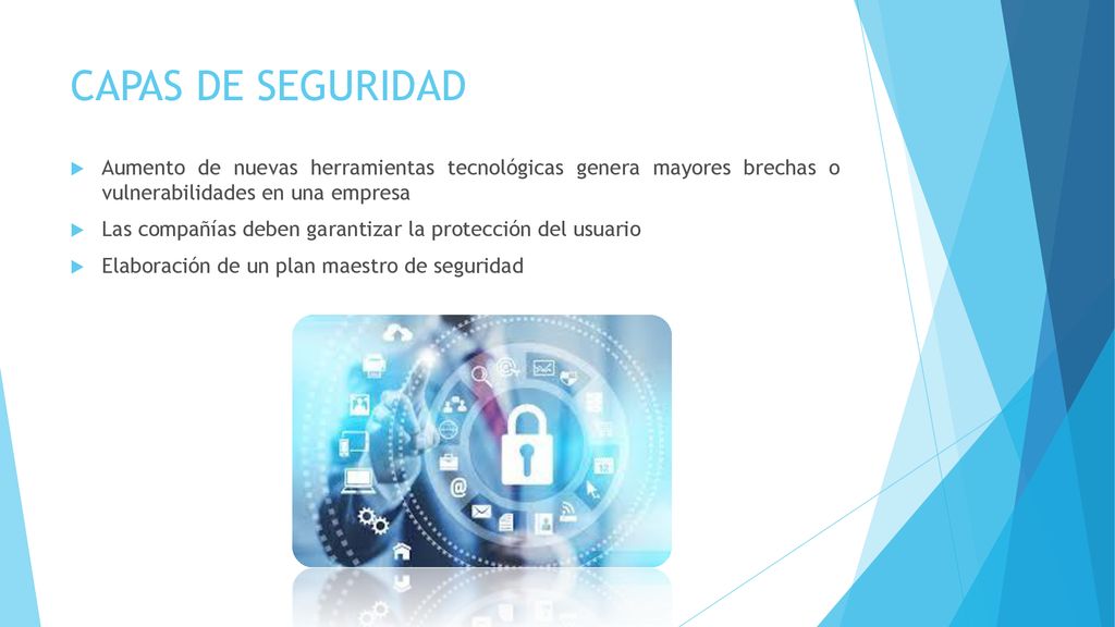 CAPAS DE SEGURIDAD Aumento de nuevas herramientas tecnológicas genera mayores brechas o vulnerabilidades en una empresa.