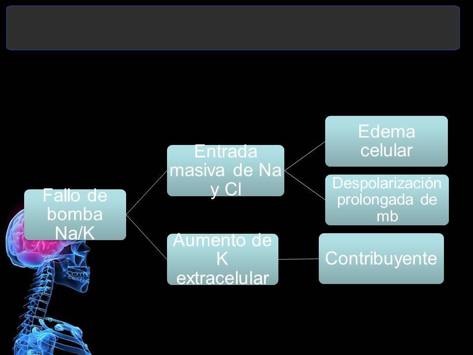 Entrada masiva de Na y Cl Edema celular Aumento de K extracelular