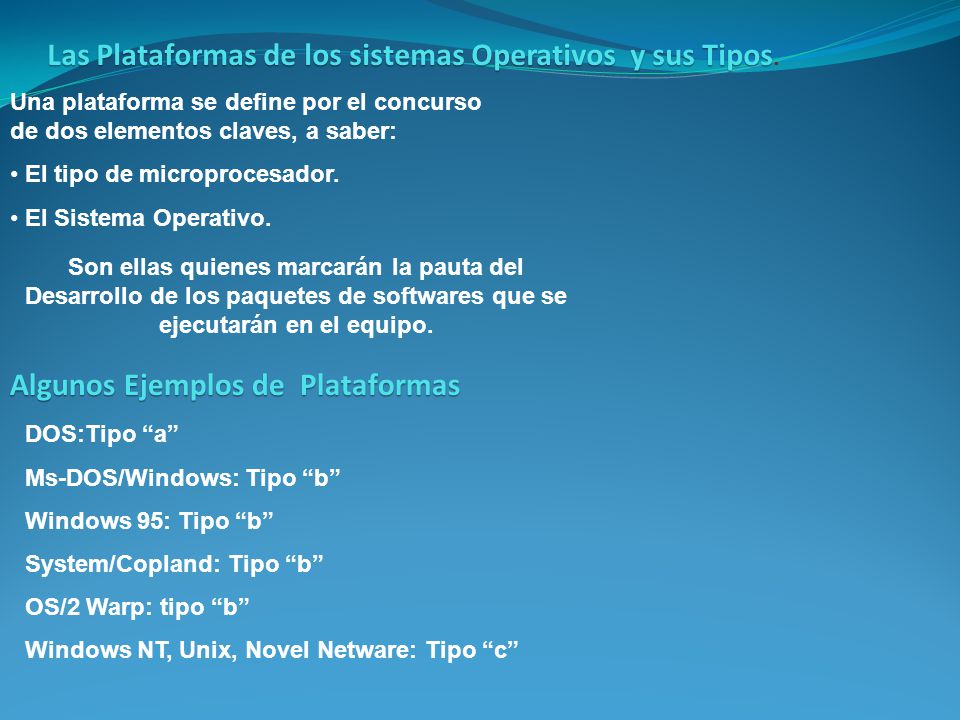 Las Plataformas de los sistemas Operativos y sus Tipos.