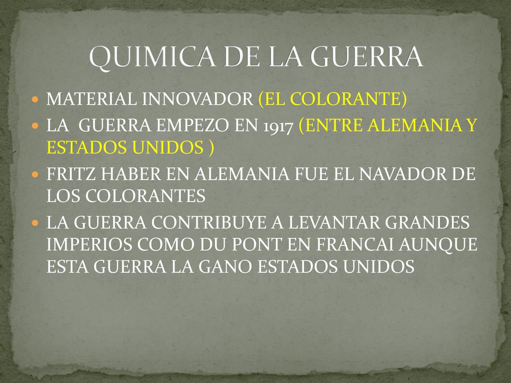 QUIMICA DE LA GUERRA MATERIAL INNOVADOR (EL COLORANTE)