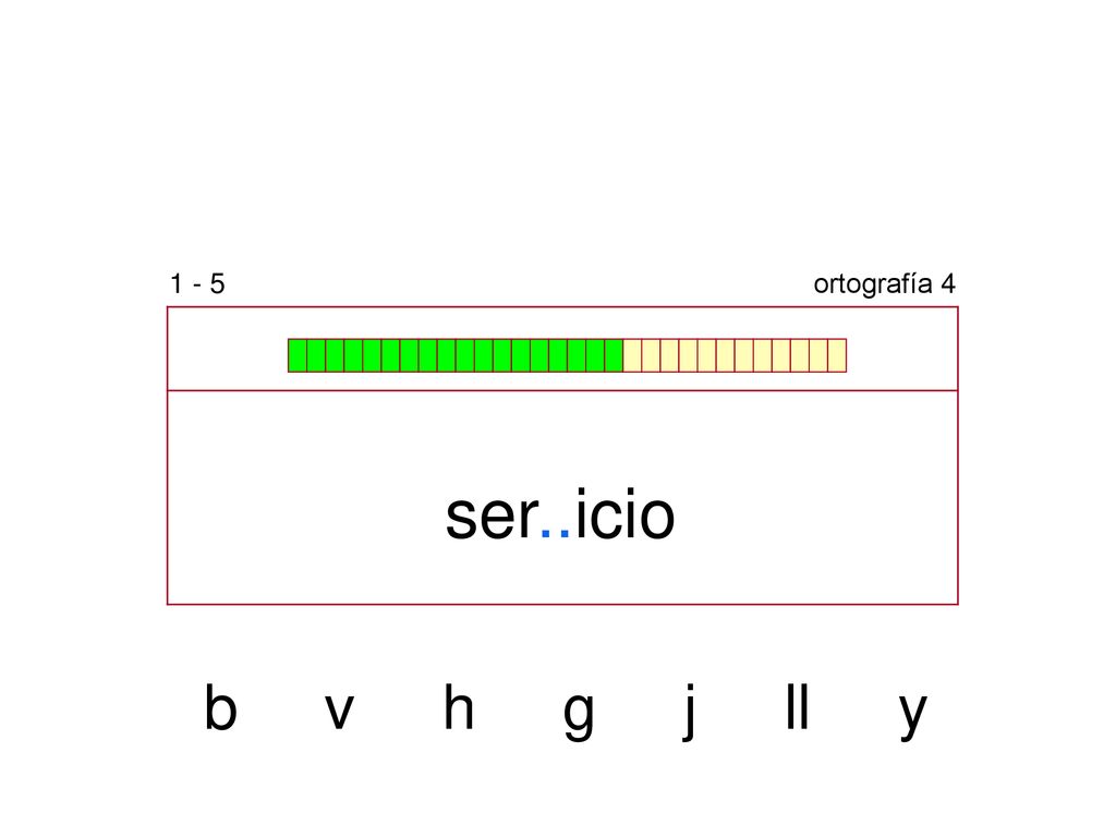 1 - 5 ortografía 4 ser..icio b v h g j ll y