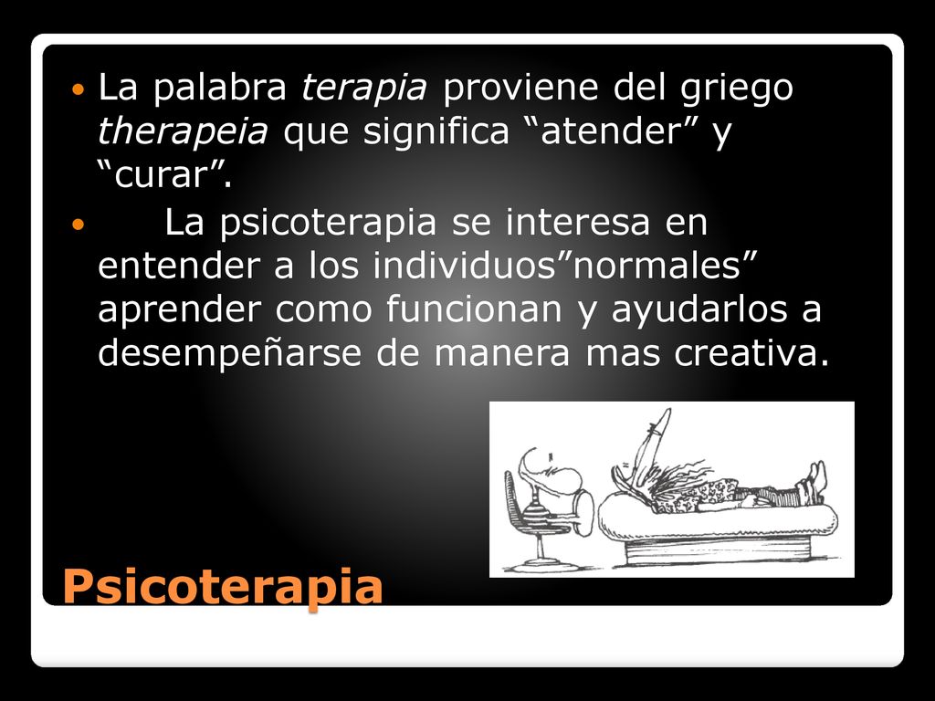 La palabra terapia proviene del griego therapeia que significa atender y curar .