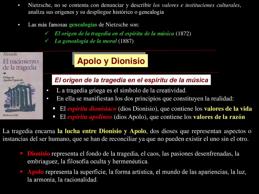 Apolo y Dionisio El origen de la tragedia en el espíritu de la música