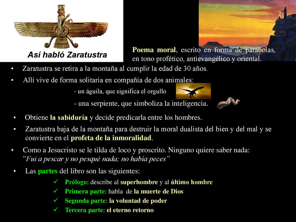Poema moral, escrito en forma de parábolas, en tono profético, antievangélico y oriental.