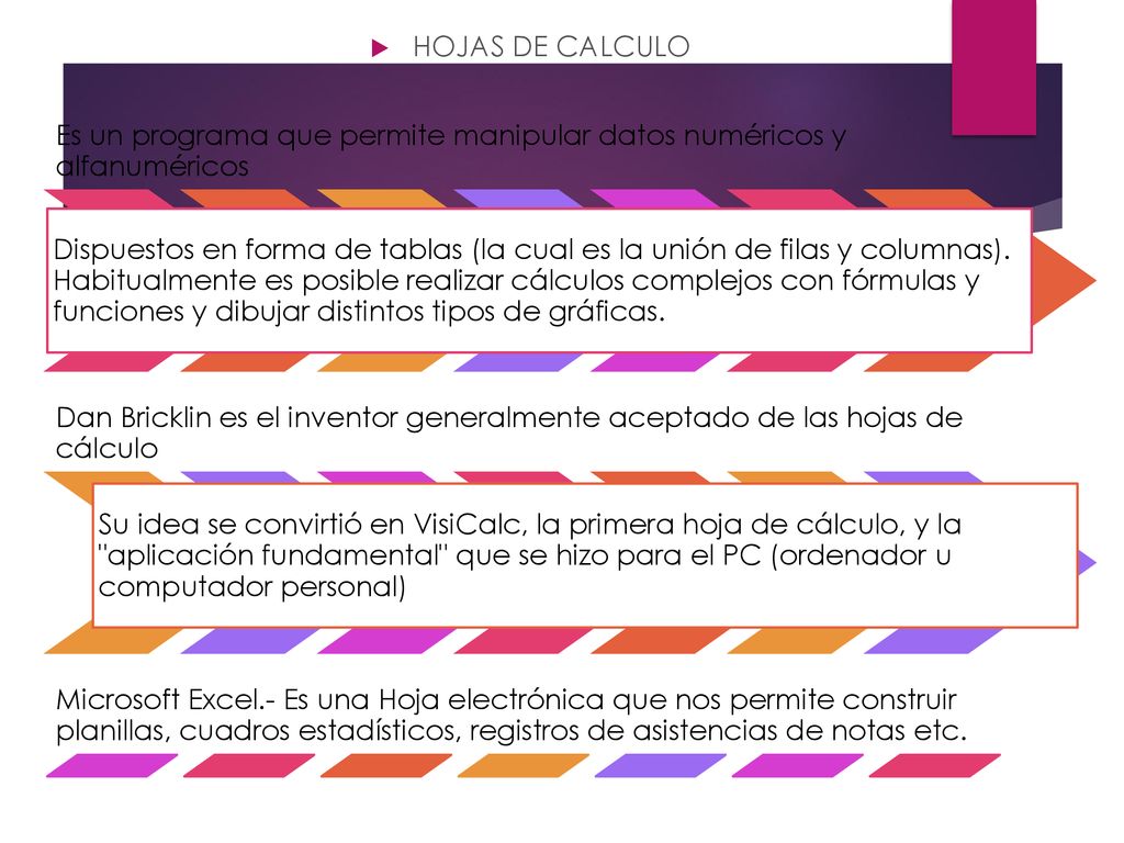 HOJAS DE CALCULO Es un programa que permite manipular datos numéricos y alfanuméricos.