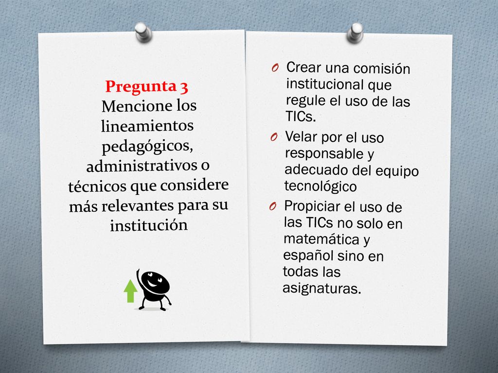 Pregunta 3 Mencione los lineamientos pedagógicos, administrativos o técnicos que considere más relevantes para su institución