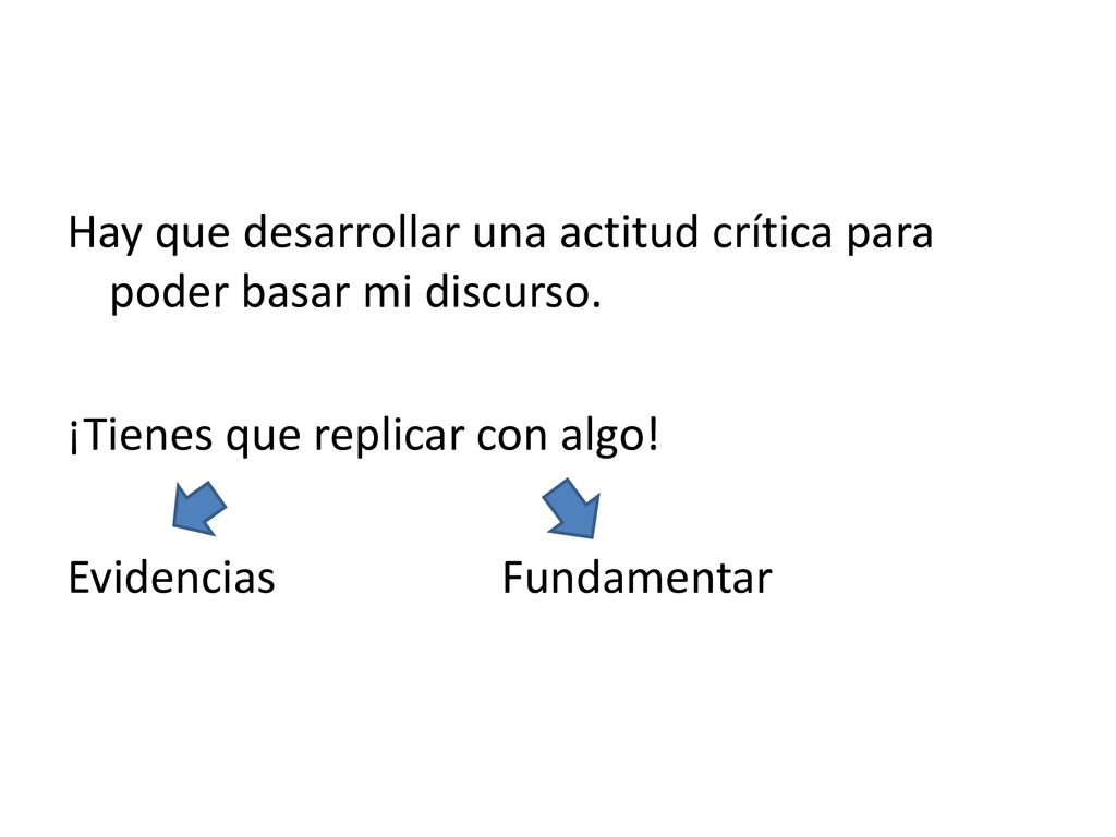 Hay que desarrollar una actitud crítica para poder basar mi discurso.