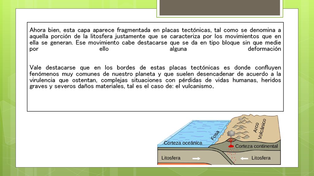 Ahora bien, esta capa aparece fragmentada en placas tectónicas, tal como se denomina a aquella porción de la litosfera justamente que se caracteriza por los movimientos que en ella se generan.