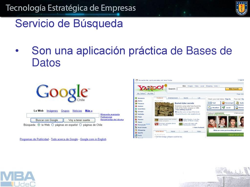 Servicio de Búsqueda Son una aplicación práctica de Bases de Datos