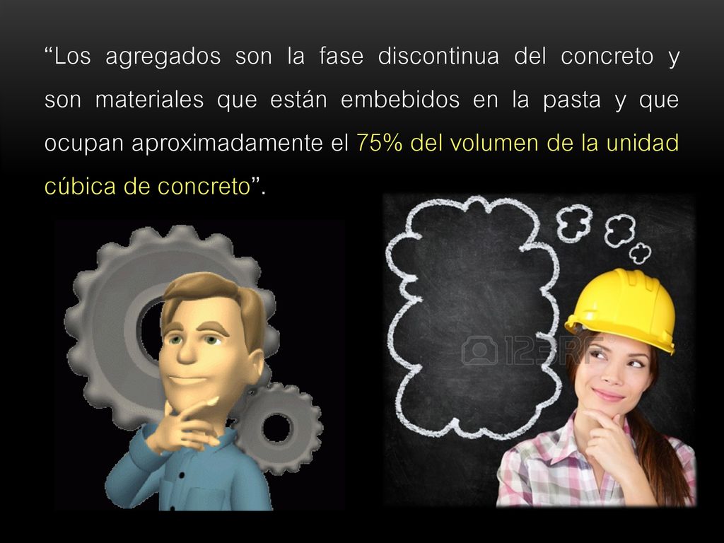 Los agregados son la fase discontinua del concreto y son materiales que están embebidos en la pasta y que ocupan aproximadamente el 75% del volumen de la unidad cúbica de concreto .
