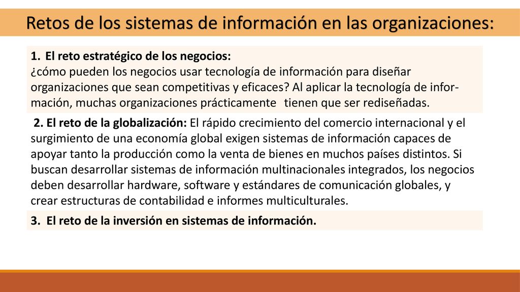 Retos de los sistemas de información en las organizaciones: