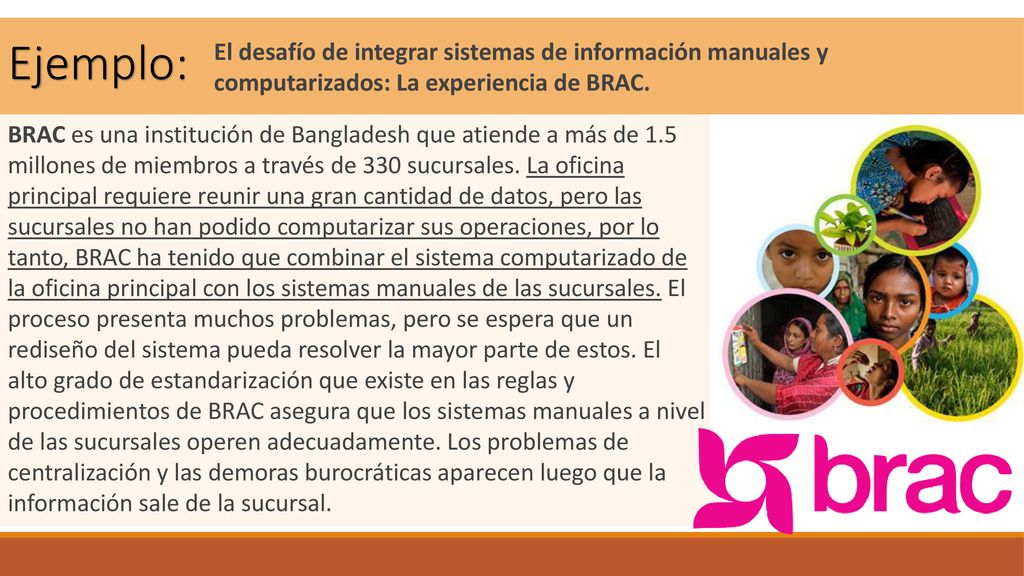 Ejemplo: El desafío de integrar sistemas de información manuales y computarizados: La experiencia de BRAC.