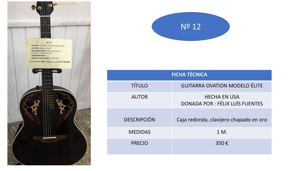 Nº 12 FICHA TÉCNICA TÍTULO GUITARRA OVATION MODELO ÉLITE AUTOR