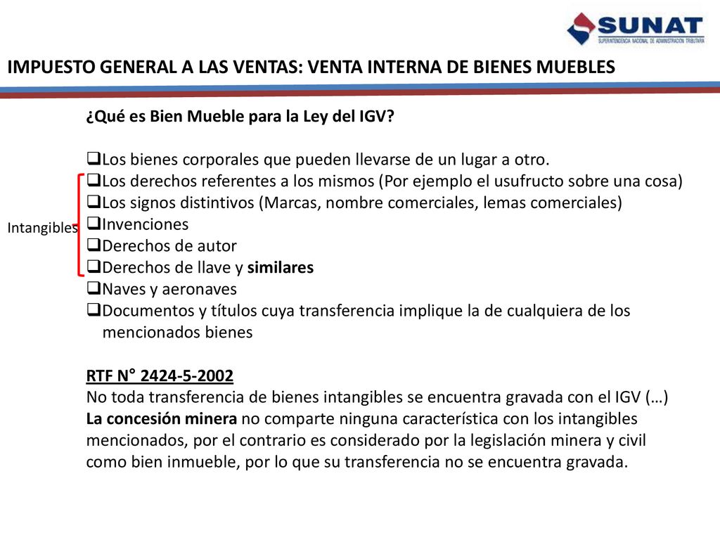 IMPUESTO GENERAL A LAS VENTAS: VENTA INTERNA DE BIENES MUEBLES