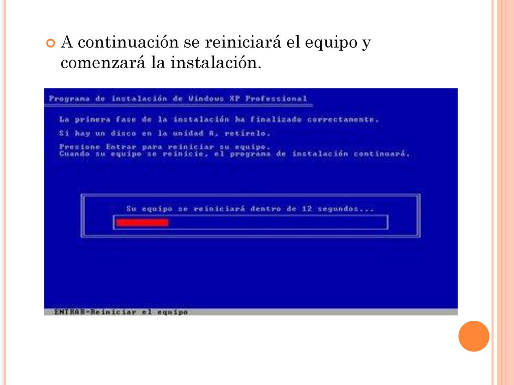 A continuación se reiniciará el equipo y comenzará la instalación.