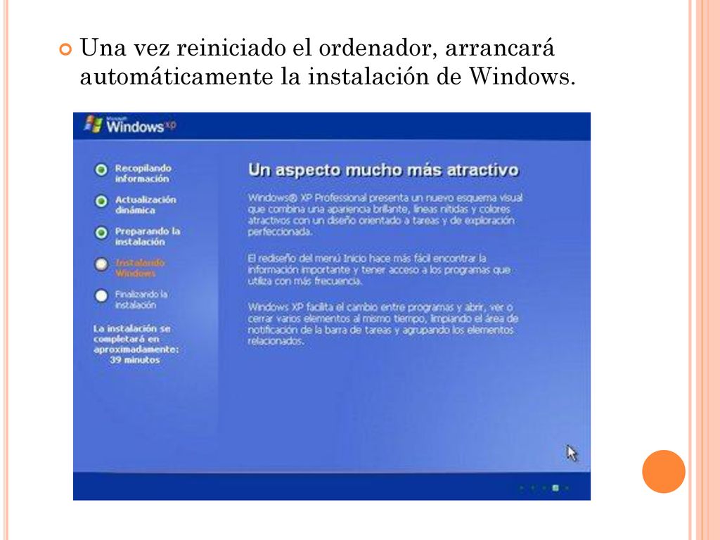 Una vez reiniciado el ordenador, arrancará automáticamente la instalación de Windows.