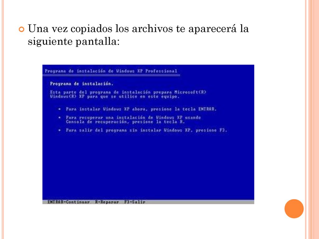 Una vez copiados los archivos te aparecerá la siguiente pantalla: