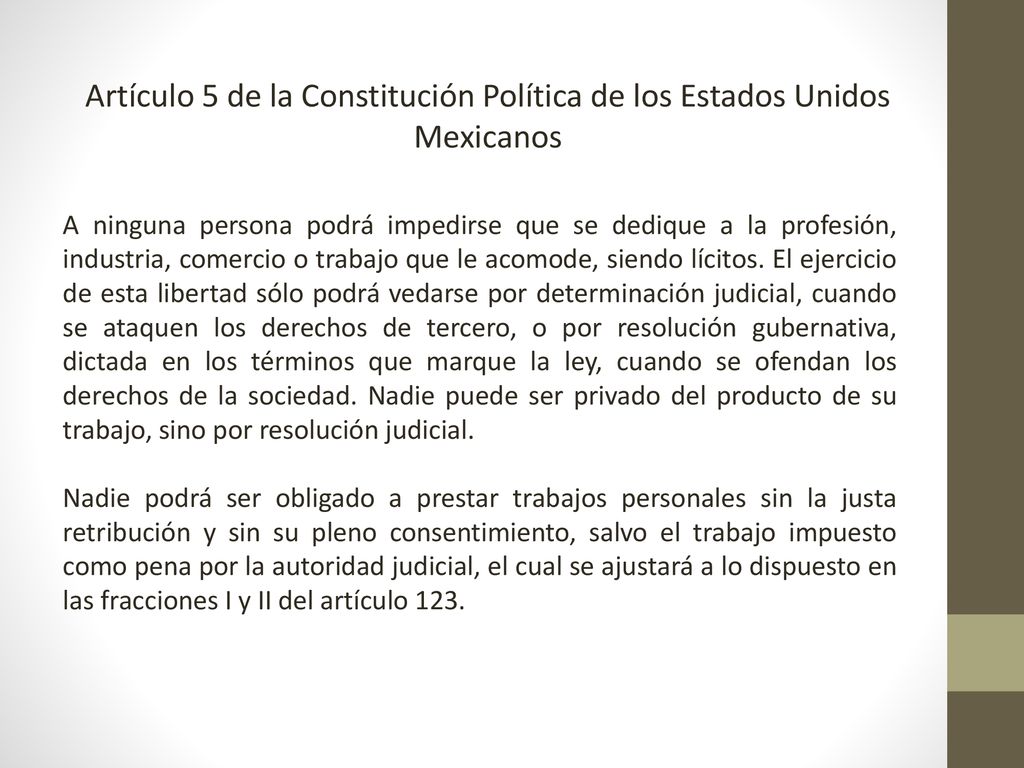 Artículo 5 de la Constitución Política de los Estados Unidos Mexicanos