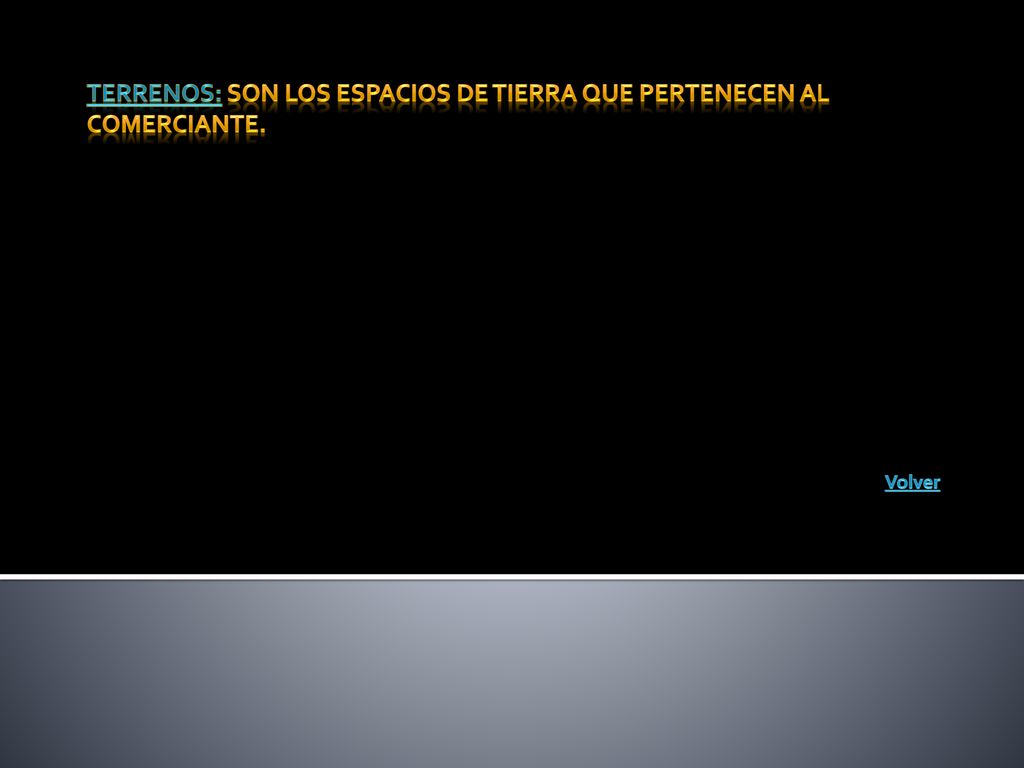 Terrenos: Son los espacios de tierra que pertenecen al comerciante.
