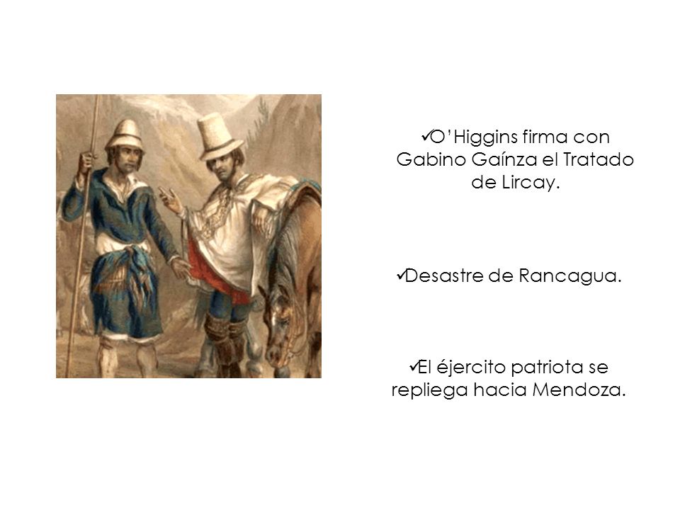 O’Higgins firma con Gabino Gaínza el Tratado de Lircay.