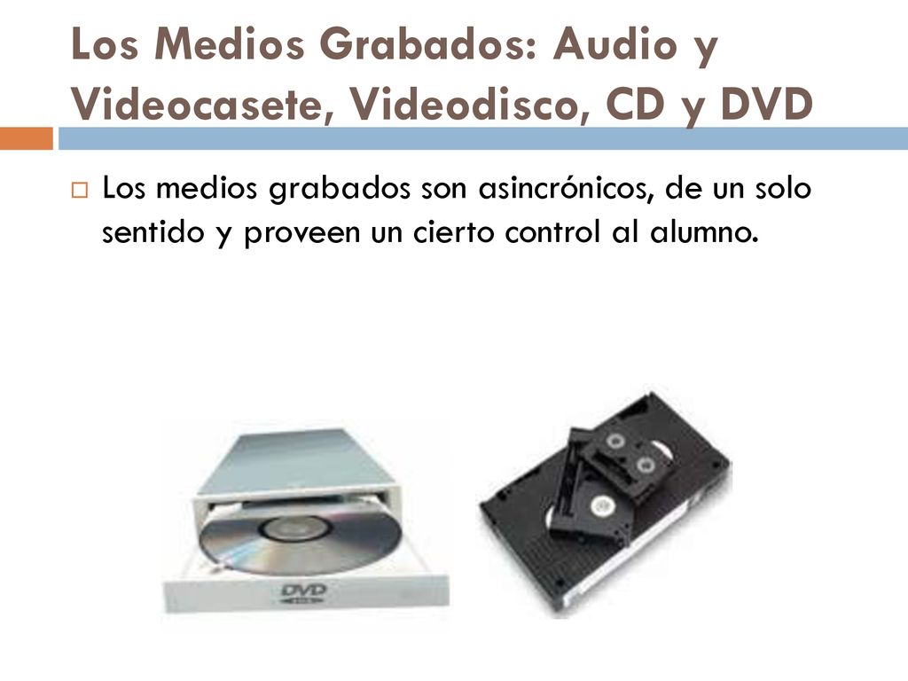 Los Medios Grabados: Audio y Videocasete, Videodisco, CD y DVD