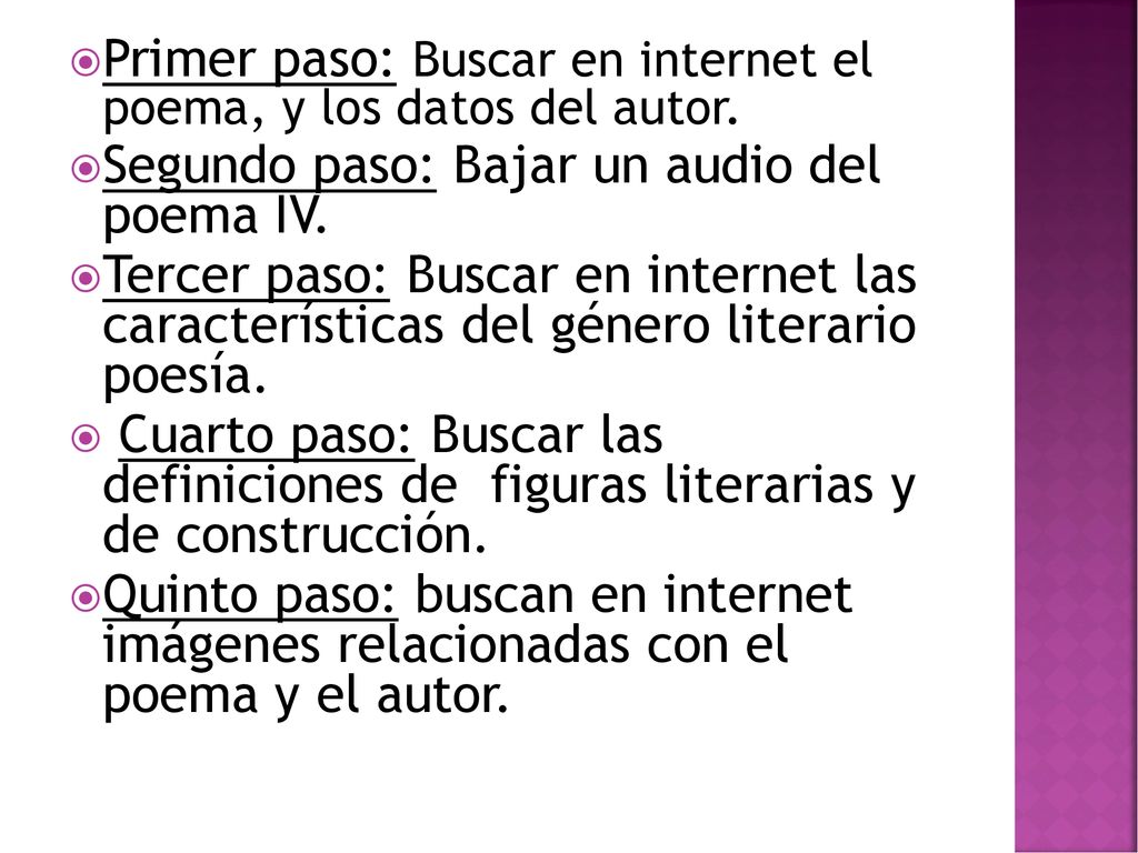Primer paso: Buscar en internet el poema, y los datos del autor.