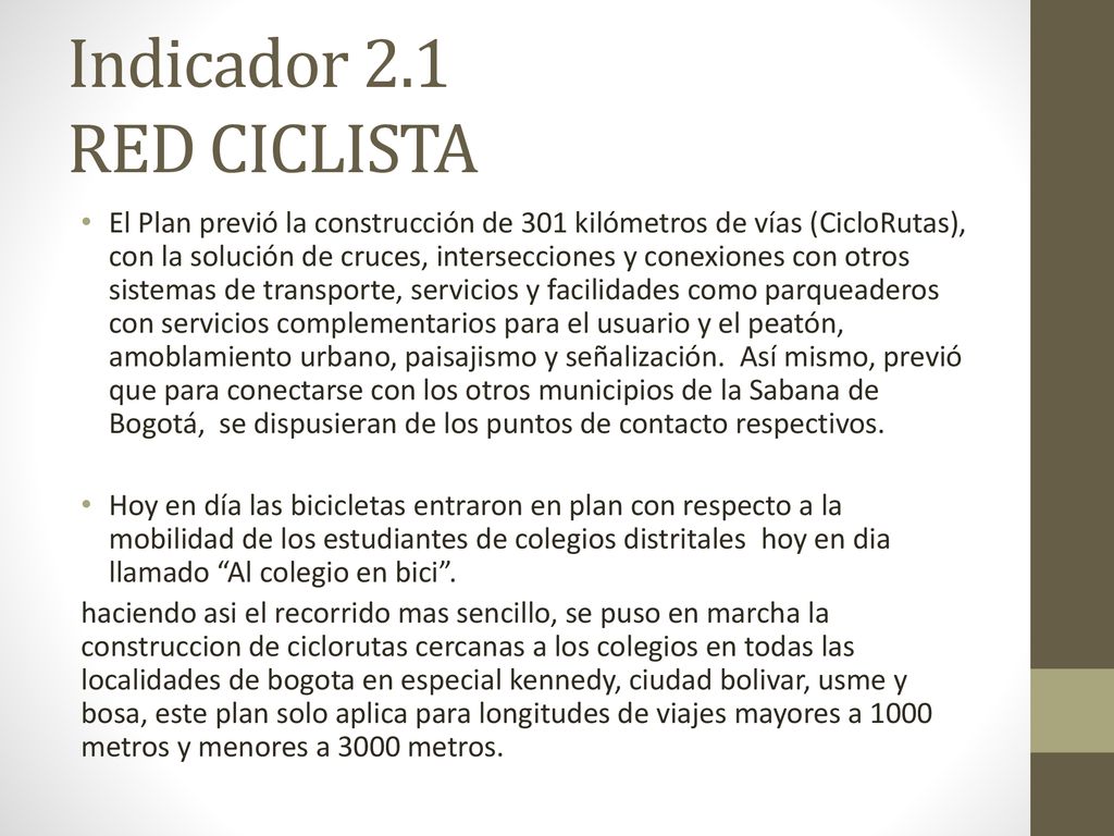 Indicador 2.1 RED CICLISTA