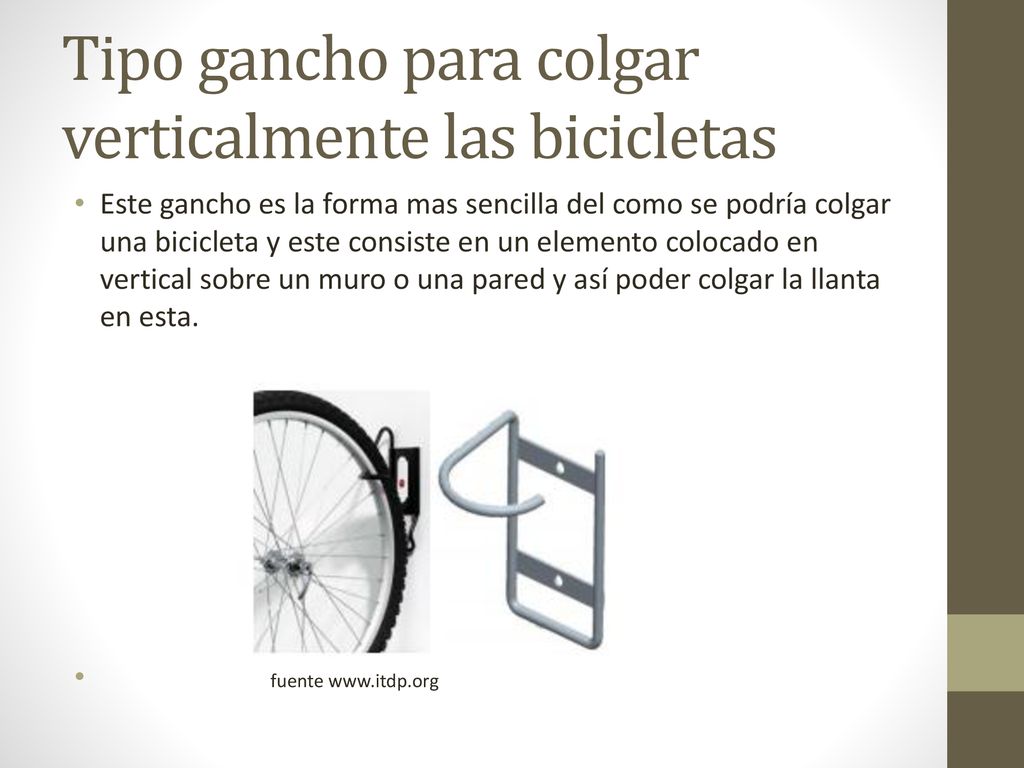 Tipo gancho para colgar verticalmente las bicicletas
