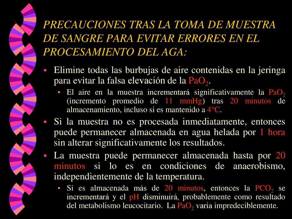 PRECAUCIONES TRAS LA TOMA DE MUESTRA DE SANGRE PARA EVITAR ERRORES EN EL PROCESAMIENTO DEL AGA:
