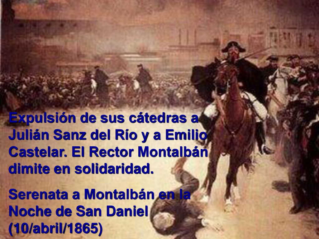 Expulsión de sus cátedras a Julián Sanz del Río y a Emilio Castelar