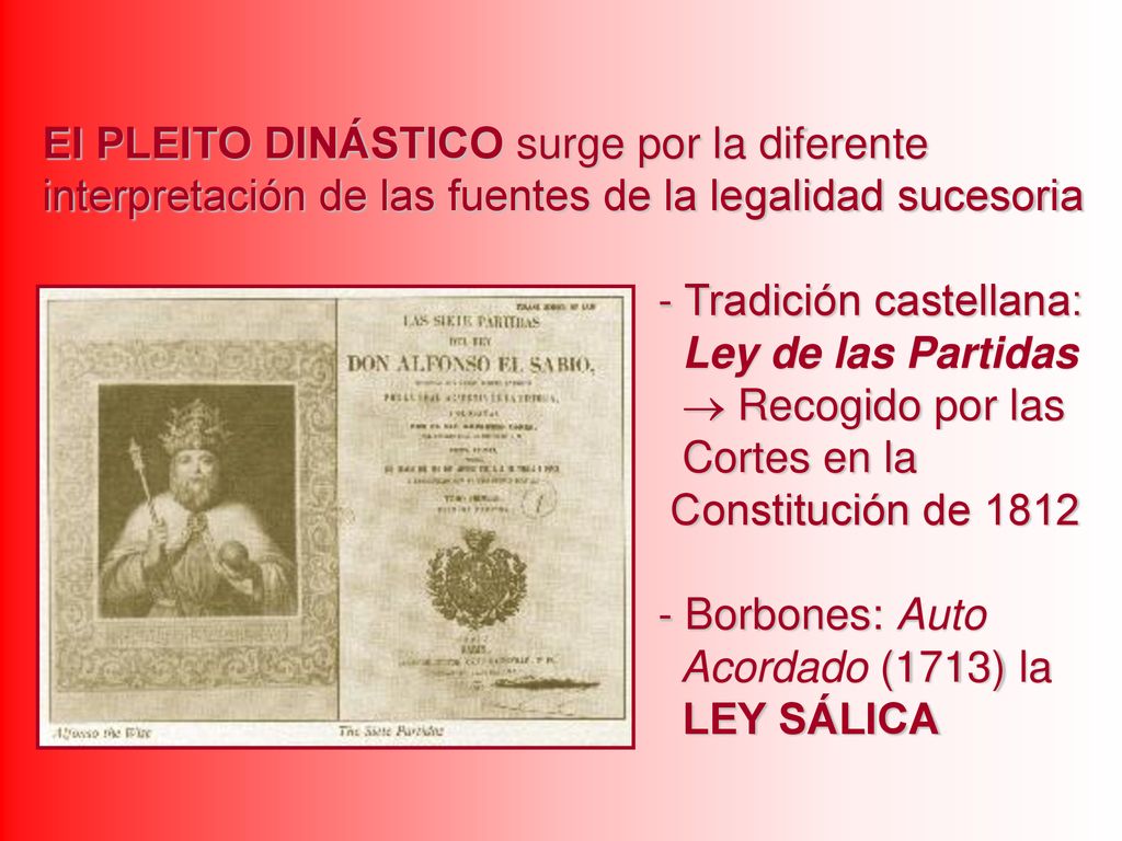 El PLEITO DINÁSTICO surge por la diferente interpretación de las fuentes de la legalidad sucesoria