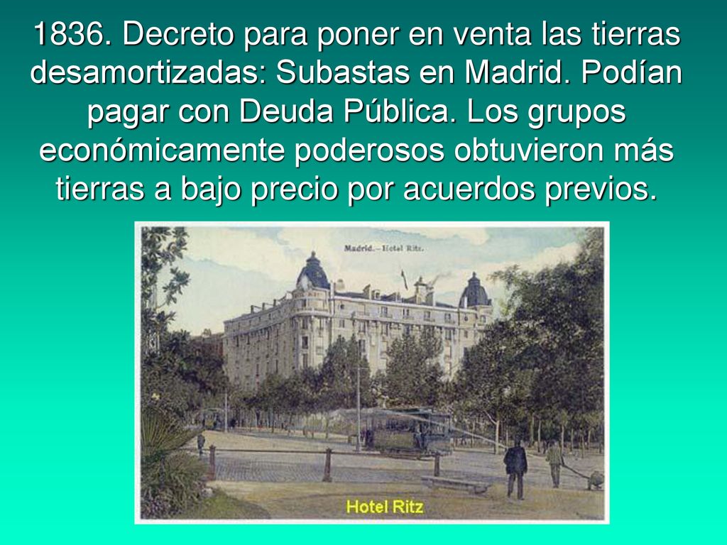 1836. Decreto para poner en venta las tierras desamortizadas: Subastas en Madrid.
