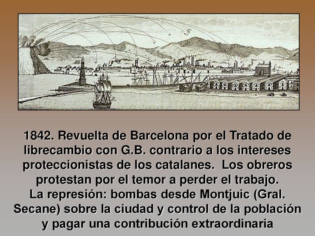 1842. Revuelta de Barcelona por el Tratado de librecambio con G. B