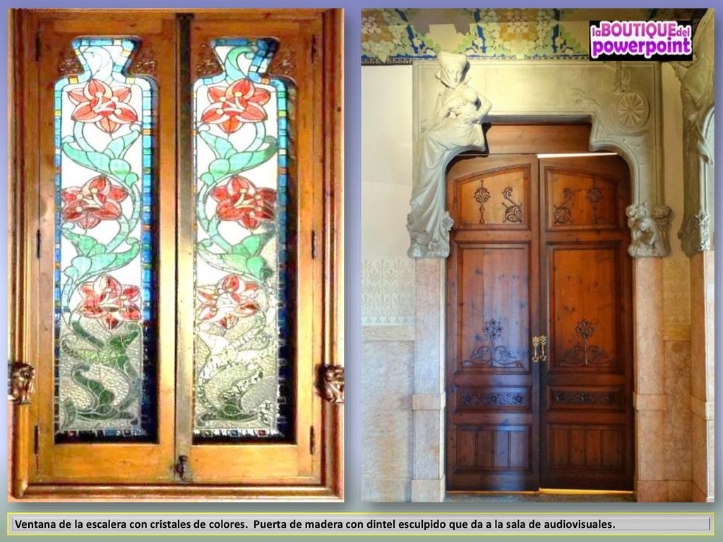 Ventana de la escalera con cristales de colores