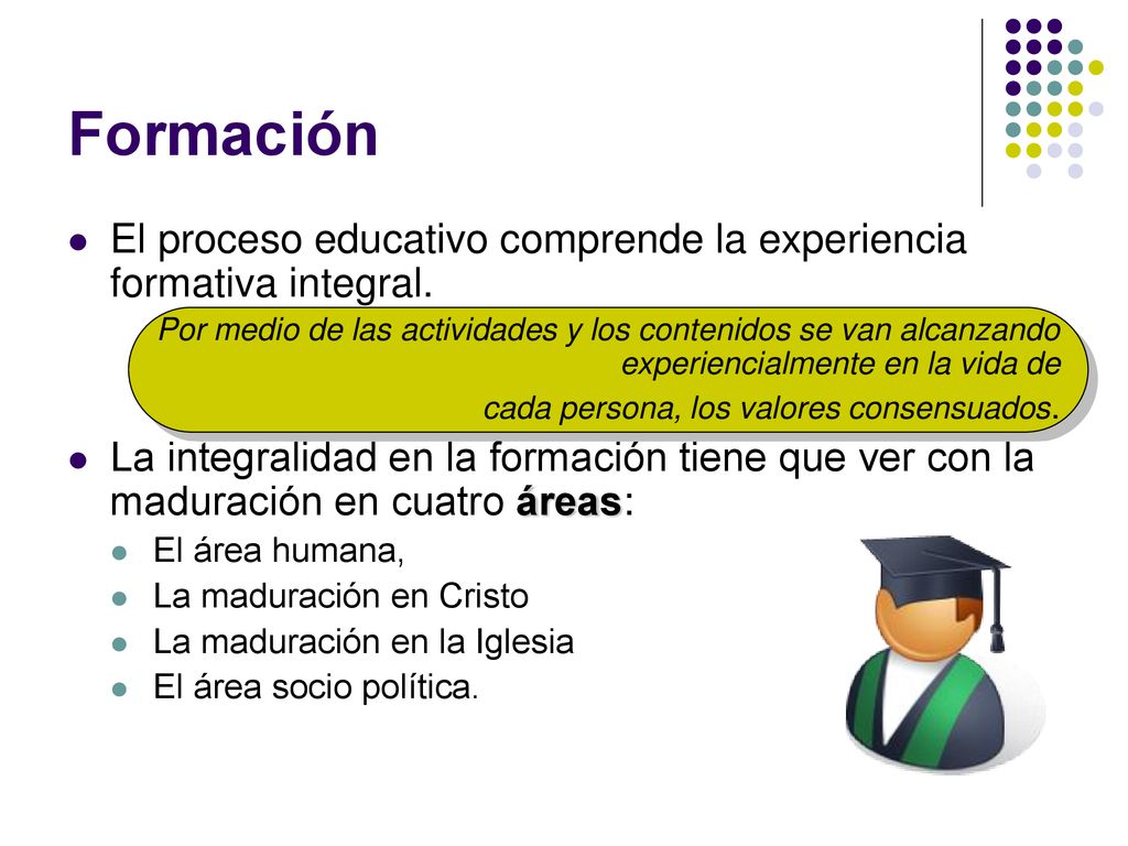 Formación El proceso educativo comprende la experiencia formativa integral.