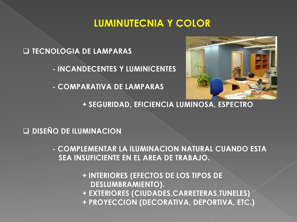 LUMINUTECNIA Y COLOR TECNOLOGIA DE LAMPARAS
