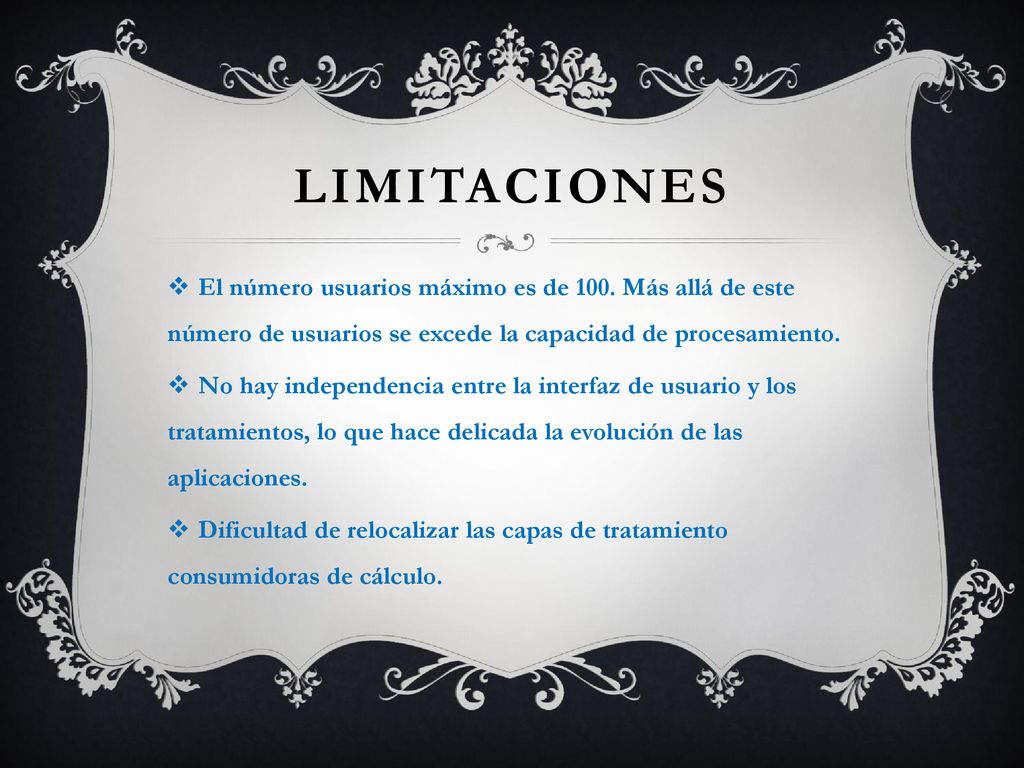 limitaciones El número usuarios máximo es de 100. Más allá de este número de usuarios se excede la capacidad de procesamiento.