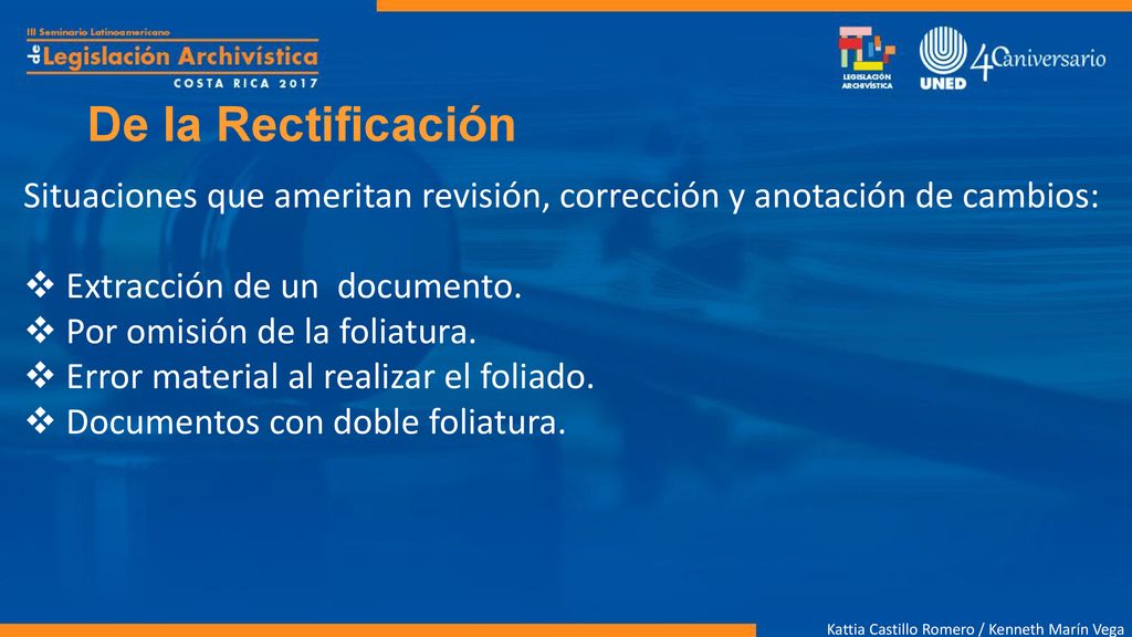 De la Rectificación Situaciones que ameritan revisión, corrección y anotación de cambios: Extracción de un documento.