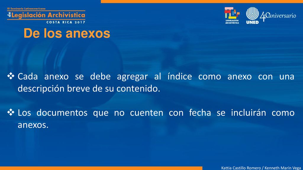 De los anexos Cada anexo se debe agregar al índice como anexo con una descripción breve de su contenido.