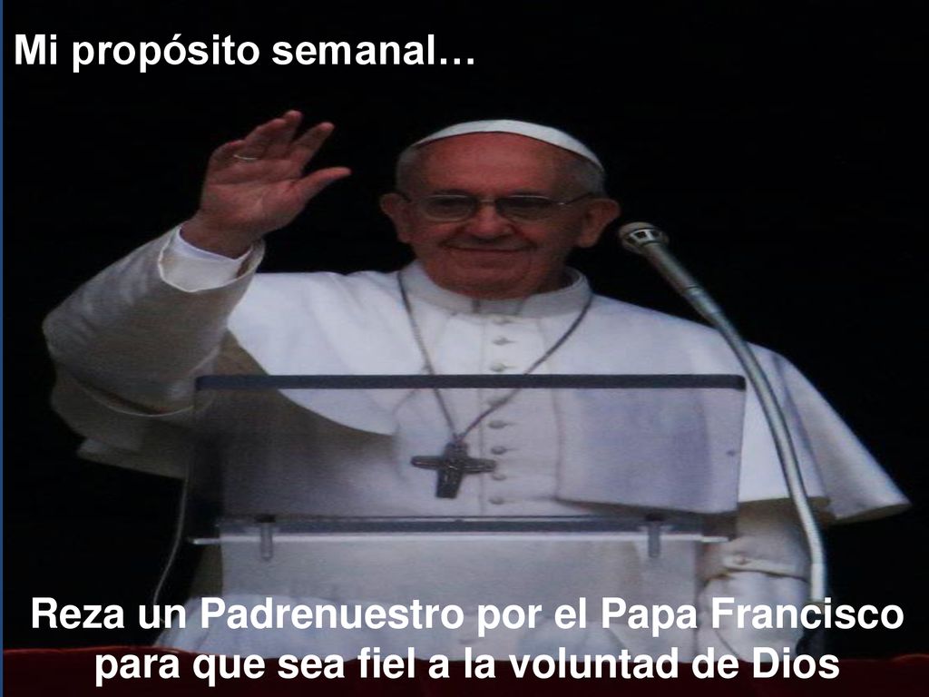 Mi propósito semanal… Reza un Padrenuestro por el Papa Francisco para que sea fiel a la voluntad de Dios.