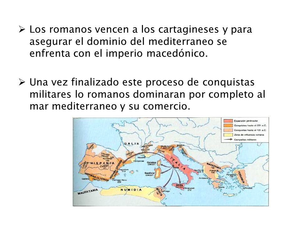 Los romanos vencen a los cartagineses y para asegurar el dominio del mediterraneo se enfrenta con el imperio macedónico.