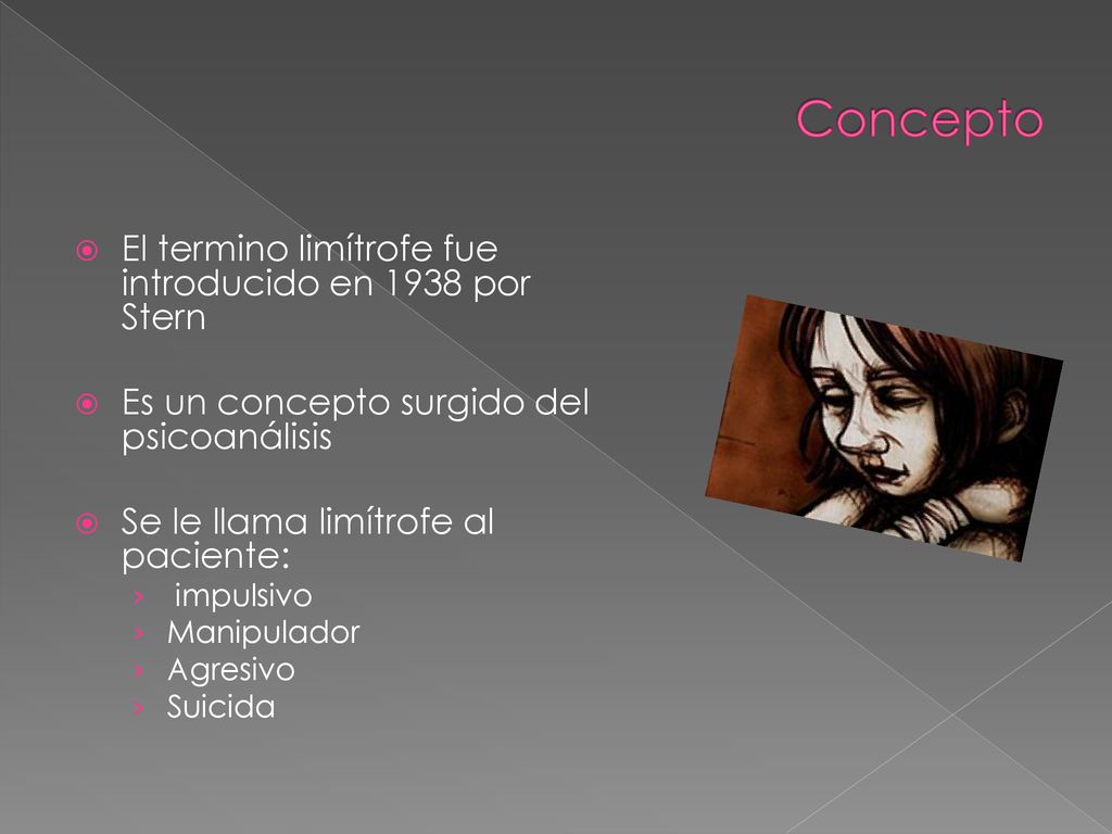 Concepto El termino limítrofe fue introducido en 1938 por Stern