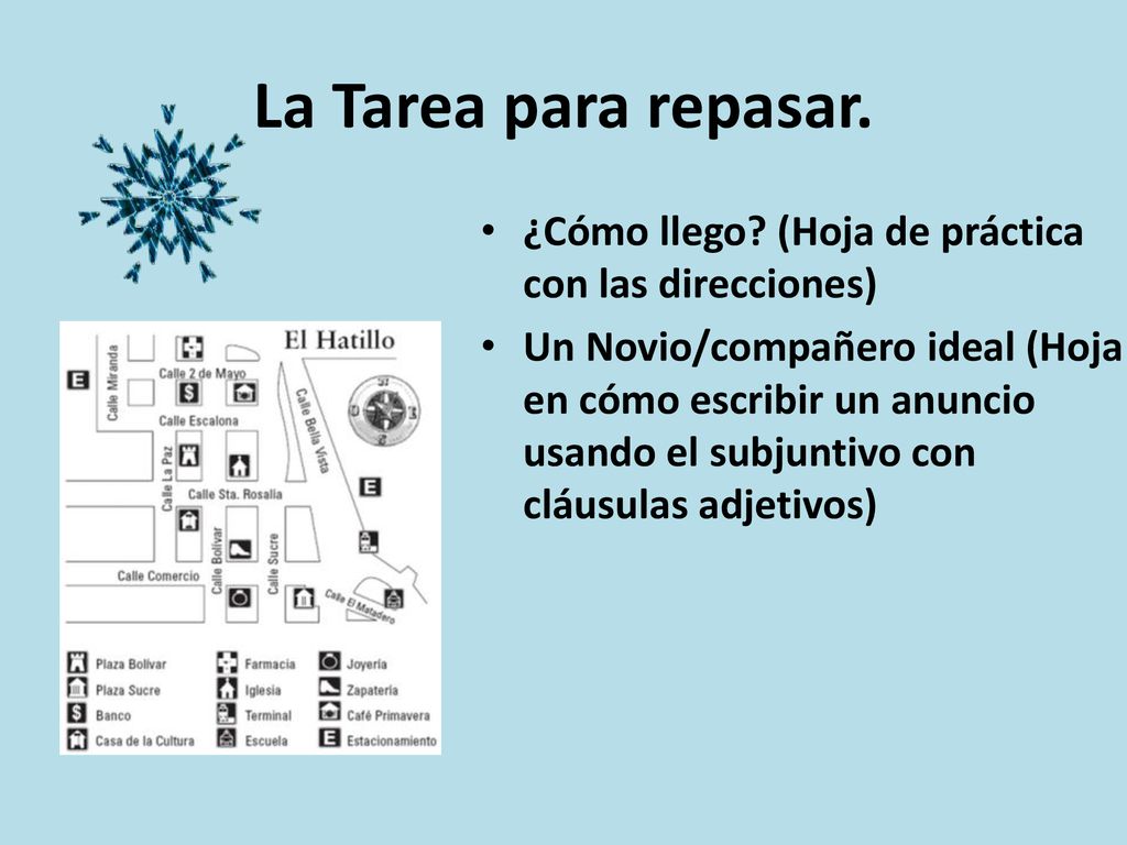 La Tarea para repasar. ¿Cómo llego (Hoja de práctica con las direcciones)