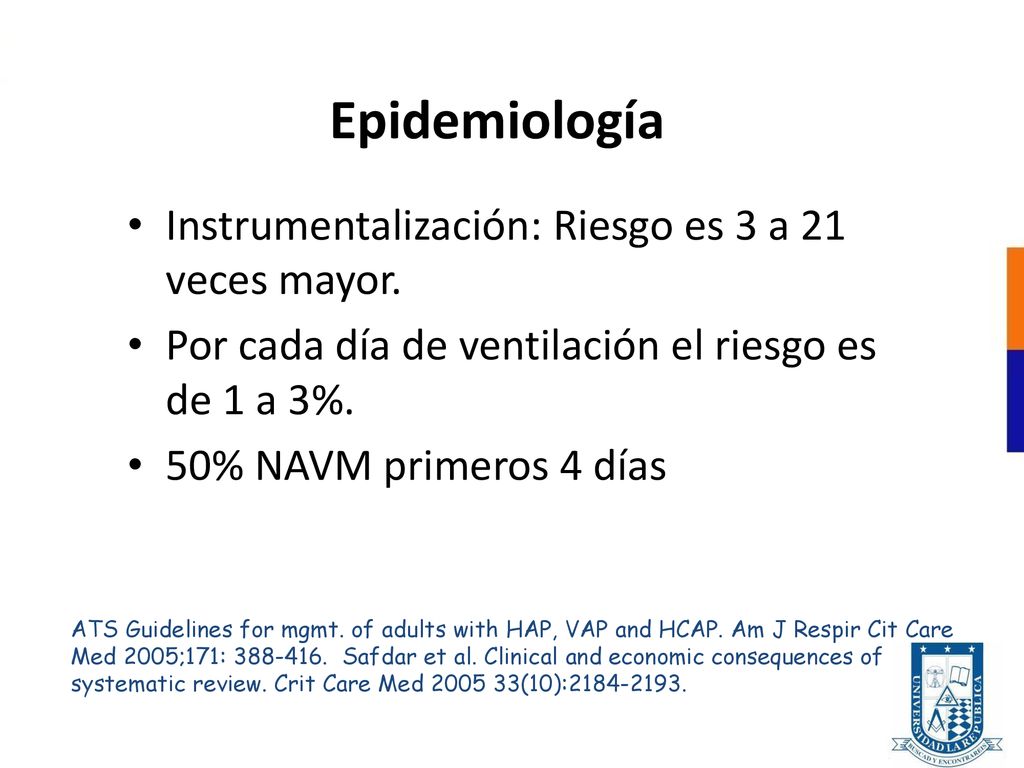 Epidemiología Instrumentalización: Riesgo es 3 a 21 veces mayor.