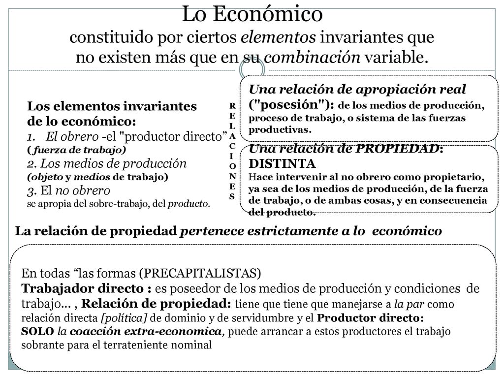 Lo Económico constituido por ciertos elementos invariantes que no existen más que en su combinación variable.