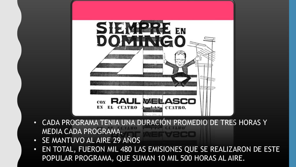 CADA PROGRAMA TENIA UNA DURACIÓN PROMEDIO DE TRES HORAS Y MEDIA CADA PROGRAMA.