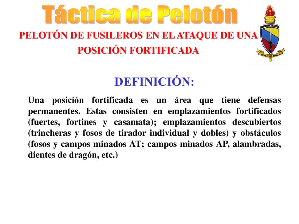 PELOTÓN DE FUSILEROS EN EL ATAQUE DE UNA POSICIÓN FORTIFICADA