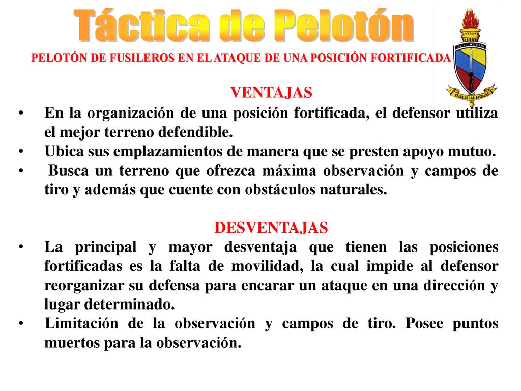PELOTÓN DE FUSILEROS EN EL ATAQUE DE UNA POSICIÓN FORTIFICADA