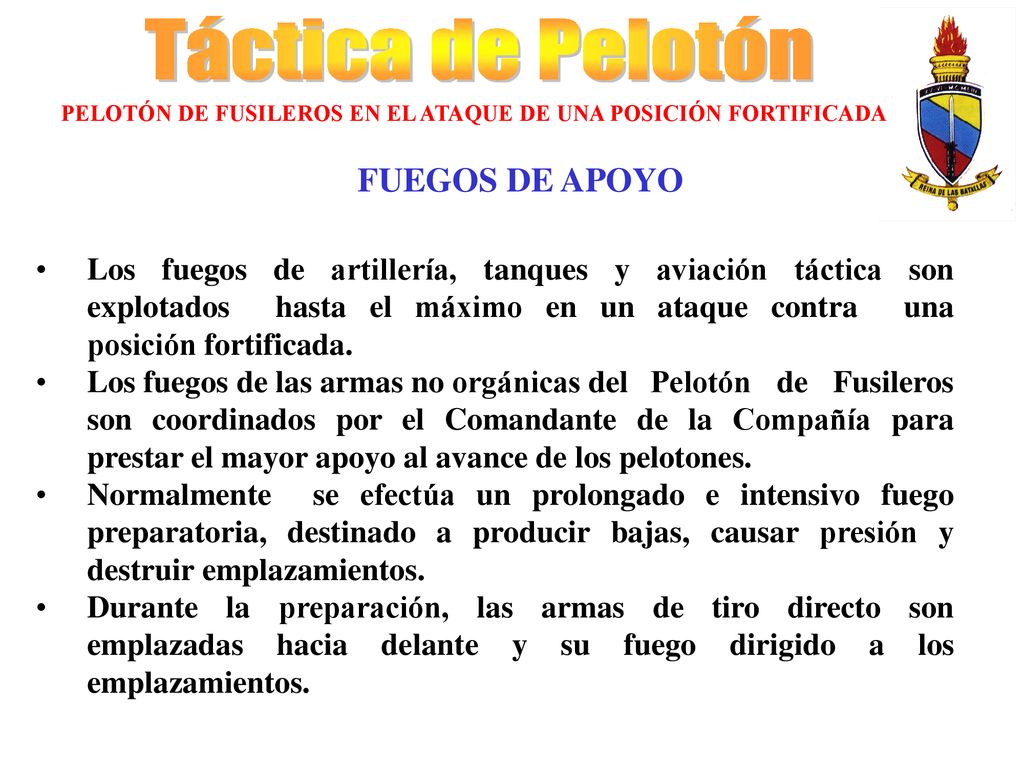 PELOTÓN DE FUSILEROS EN EL ATAQUE DE UNA POSICIÓN FORTIFICADA
