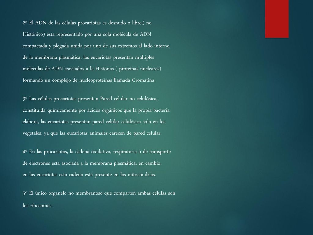 2º El ADN de las células procariotas es desnudo o libre,( no